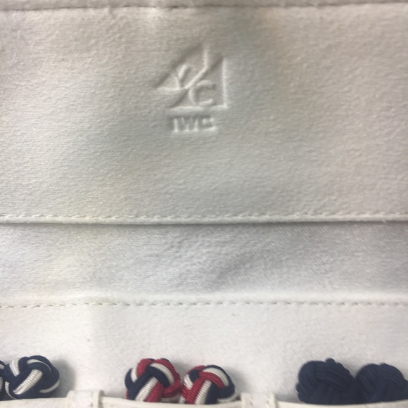 IWC Schaffhausen Knot Cufflinks Set of 3 IWA75073 Fabric Navy Red White - Picture 2 of 10